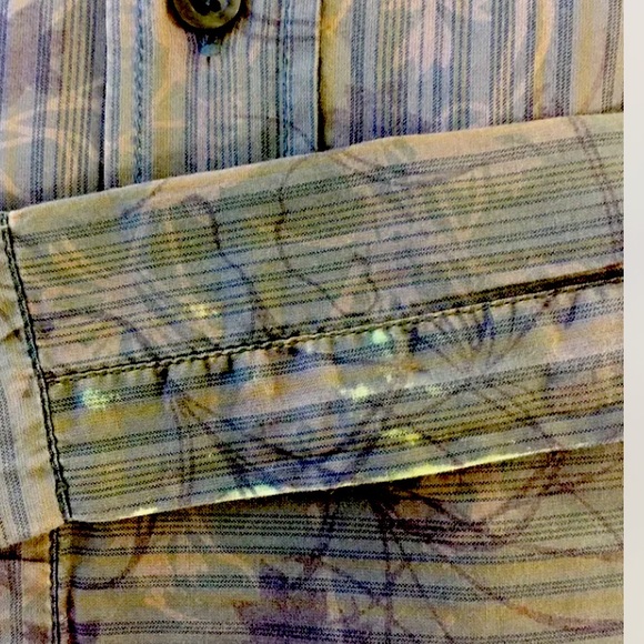 Hugo Boss Men Dress Shirt Brown Gray Floral Distress XL Cotton Long Sleeve - Picture 7 of 11